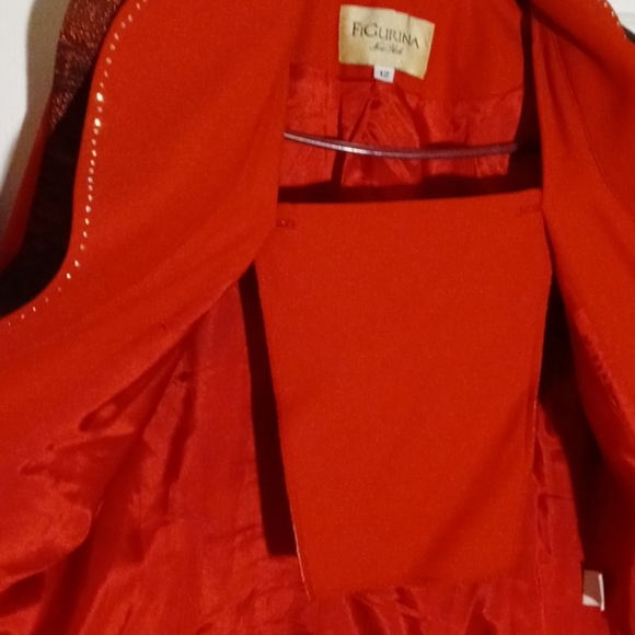 Rare Figurina Women's Size 12 Red NY Skirt Suit - Picture 6 of 8